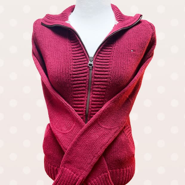 타미 빈티지 버건디 니트 집업 (xs)