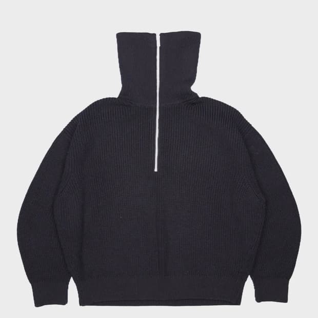 (W) 코스 울 코튼 하프 집업 점퍼 블랙 니트 (L사이즈)