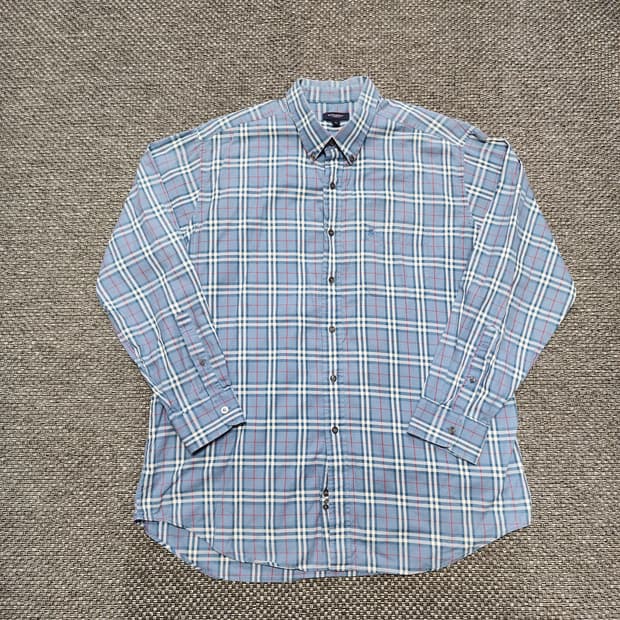 버버리 블루 노바체크 로고 남방 셔츠  XL사이즈