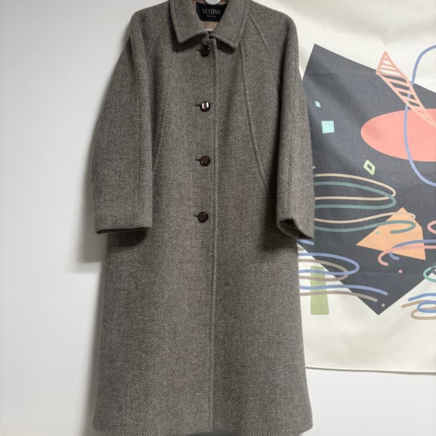 셰틀랜드 울 100% 헤링본 롱코트