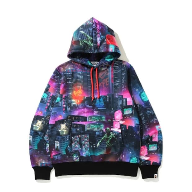 (희귀상품) 베이프 네온 도쿄 풀오버 후디 2XL