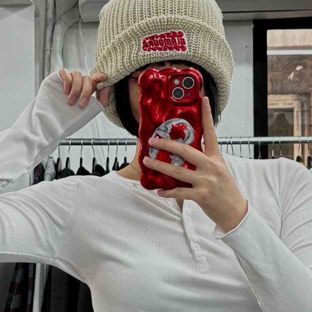 히스테릭 글래머 플레임 로고 비니