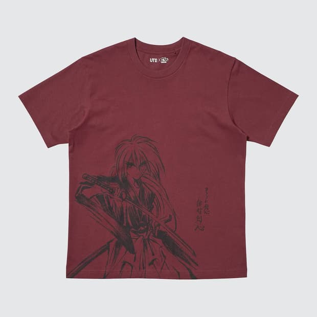 유니클로 슈에이야 바람의검심 티셔츠 와인컬러 M,L,XL