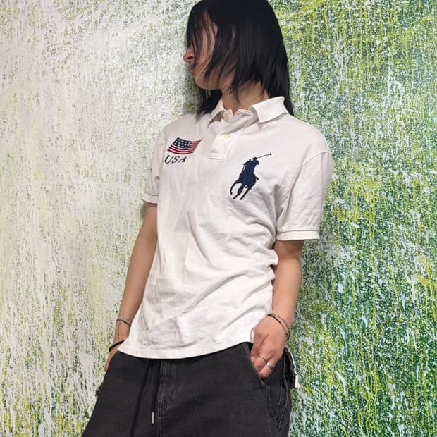 폴로 대대장 빅포니 치프키프 USA 화이트 반팔 카라 티셔츠 M 