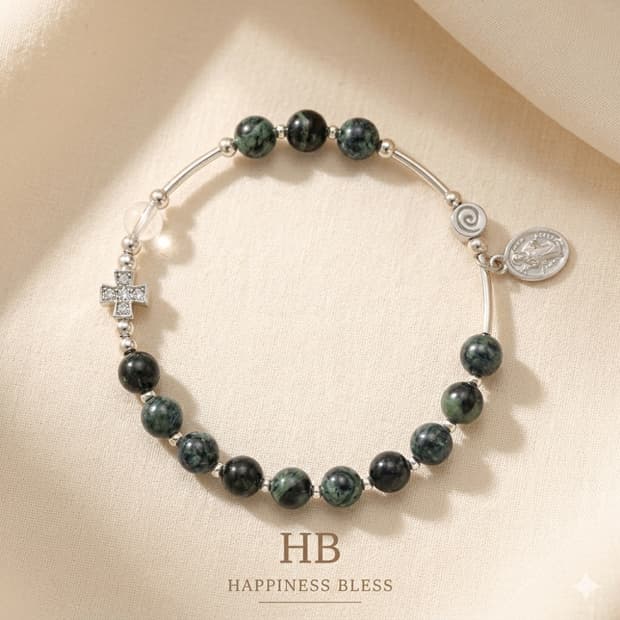 백수정 그린말라카이트 묵주팔찌 / 손목맞춤 제작