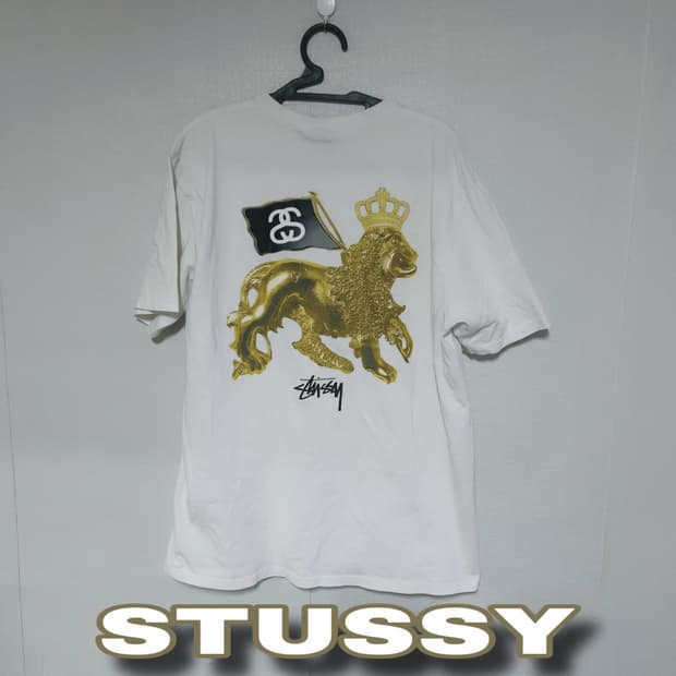 스투시 화이트 라이온프린팅 여름 공용 반팔티