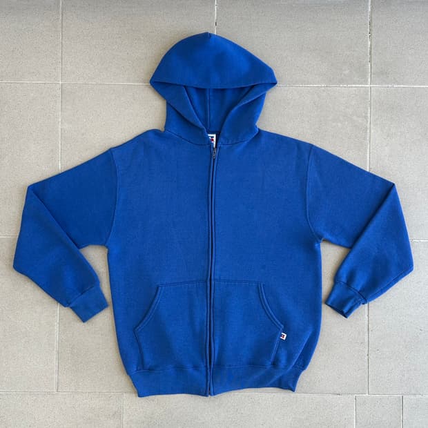 90s 빈티지 러셀 후드집업 블루 L USA