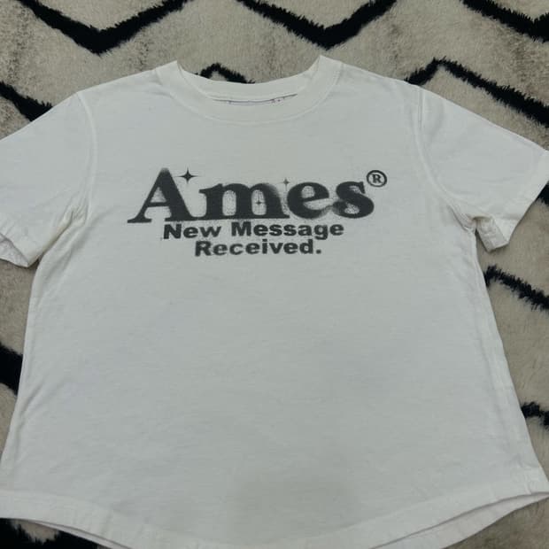 [Free]Ames 월드와이드 라운드 크롭 반팔/화이트