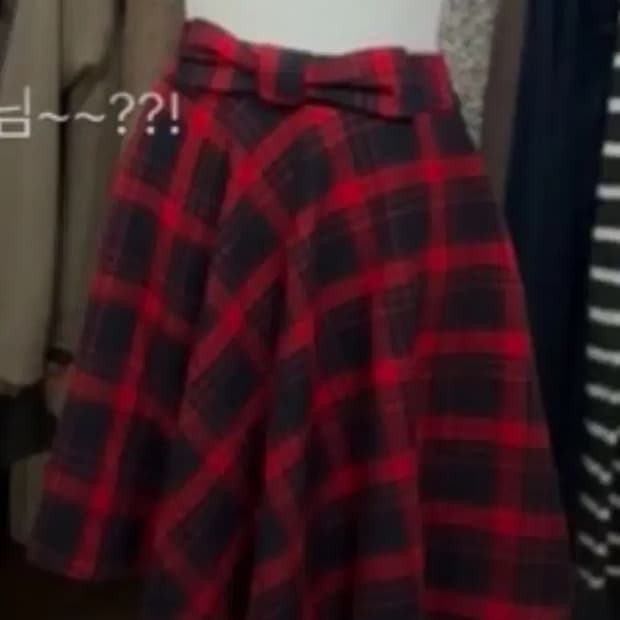 빈티지 체크 플레어 스커트