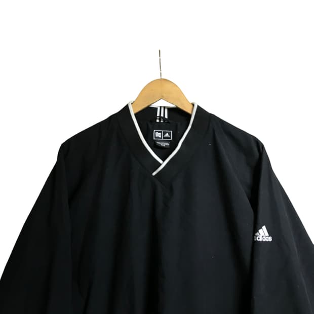 아디다스 브이넥 검정 웜업자켓