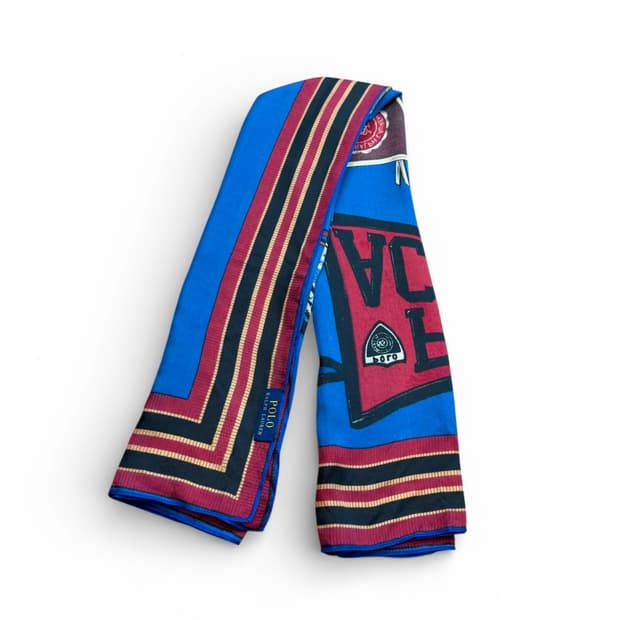 폴로 랄프로렌 블루 실크 스카프 