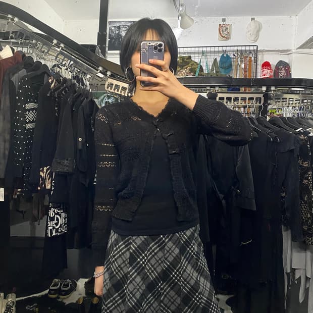 Healthy karen 글리터 리본 디테일 가디건