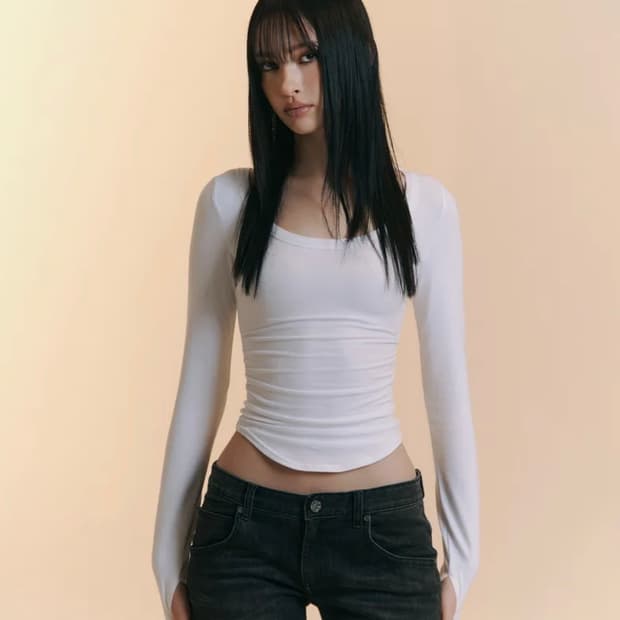 플리즈노팔로우 모모 셔링 탑