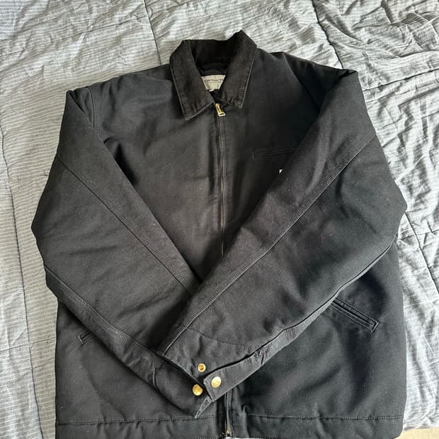 칼하트 WIP 오가닉 디어본 캔버스 OG 디트로이트 자켓 블랙 에이지드 