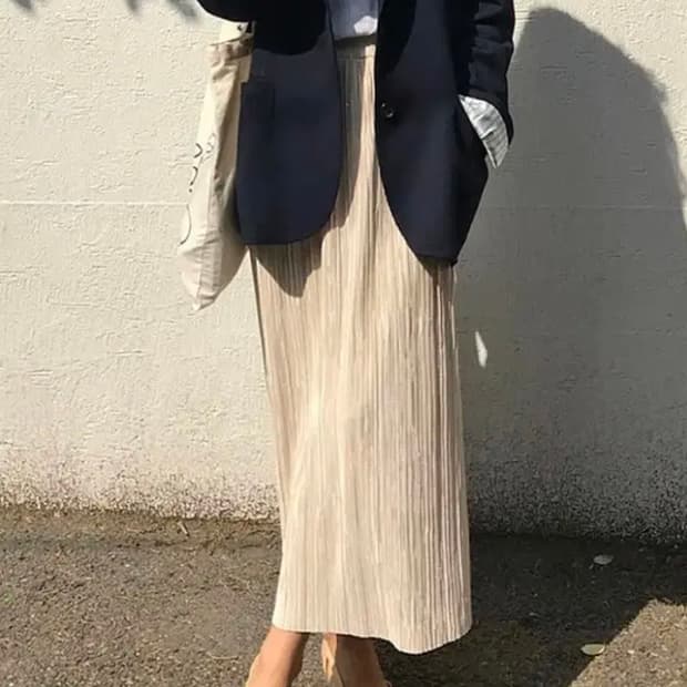 모데스트무드 플리츠 스커트 크림
