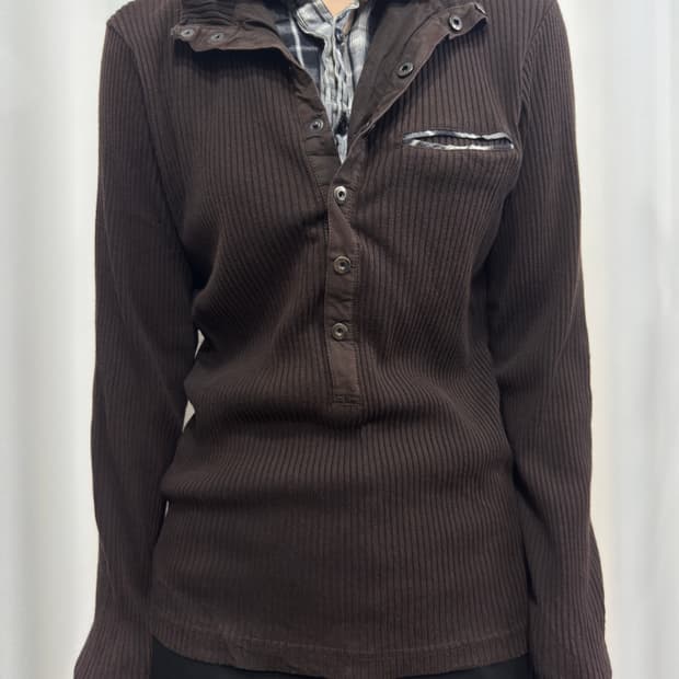 brown shirt layered top