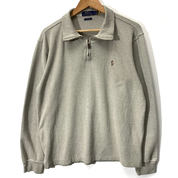 폴로 QR라벨 코튼 반집업 니트
