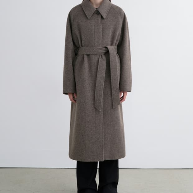 인사일런스 우먼 래글런 알파카 로브 코트 DUST BROWN
