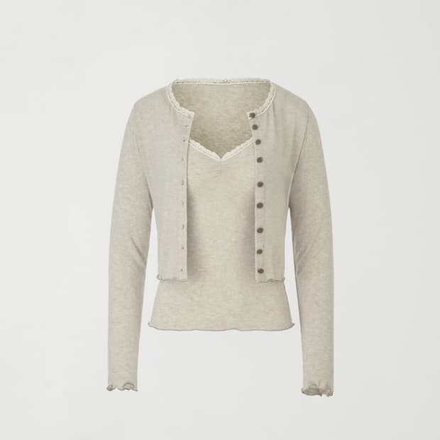 제니오 루나 레이스 슬리브리스 가디건+슬리브리스