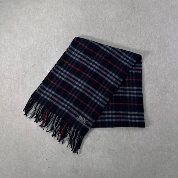 버버리 노바체크 램스울 네이비 머플러