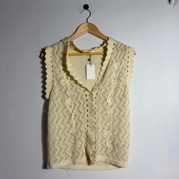 빈티지 모리걸 크림 니트 조끼 (무료배송)