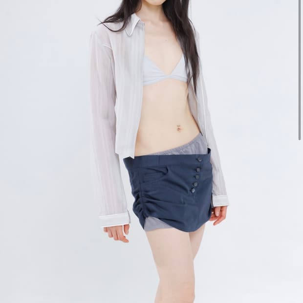 웻태그 쉬어 셔츠 자켓 모브 그레이