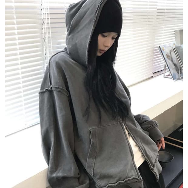 히나키 다크그레이 후드집업