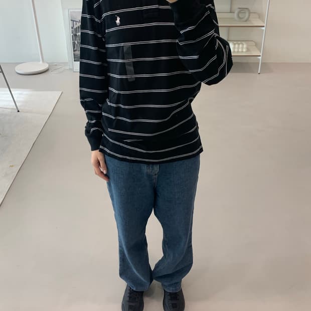 폴로 랄프로렌 스트라이프 긴팔 카라티 블랙 S,M,L