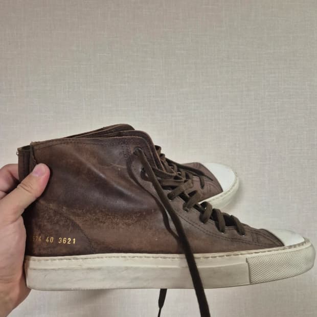 커먼프로젝트 레더 하이탑 브라운