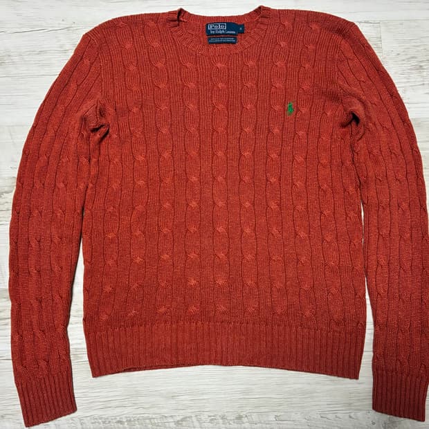 S 폴로 랄프로렌 캐시미어 꽈배기 니트 오렌지