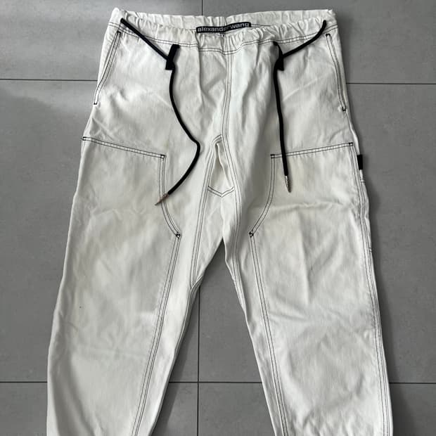알렉산더왕 더블니 조거 팬츠 화이트 데님 M