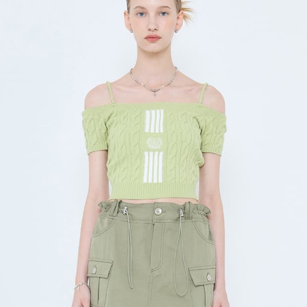 라티젠 오프숄더 니트 그린