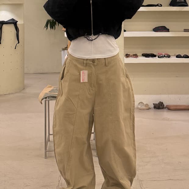 베이지 와이드 벌룬 팬츠 U471