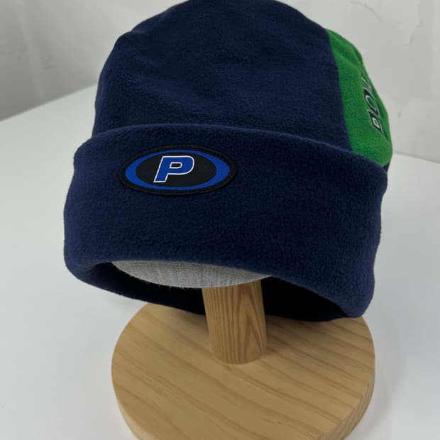 90's 폴로 랄프로렌 p와펜 스펠아웃 네이비 플리스 비니