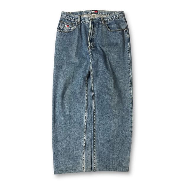 (34) 타미힐피거 자수로고 중청 데님 팬츠