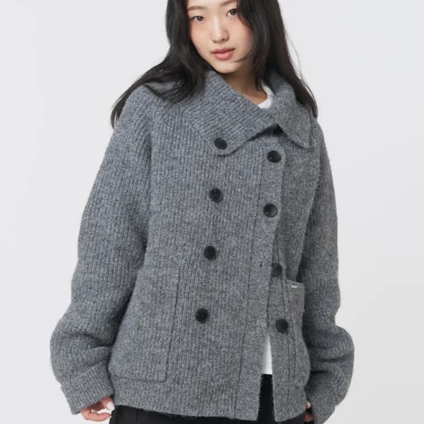 미세키 서울 더블 버튼 볼드 니트 그레이