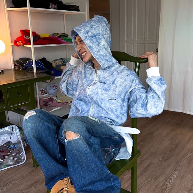 Vancarhell 스파클링 디스트레스 후드 집업