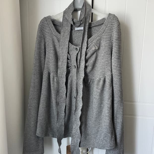 허그유어스킨 니트 베이비돌 가디건 차콜