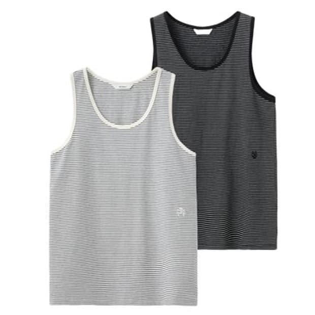 문선 스트라이프 슬리브리스 2PACK (UNISEX）