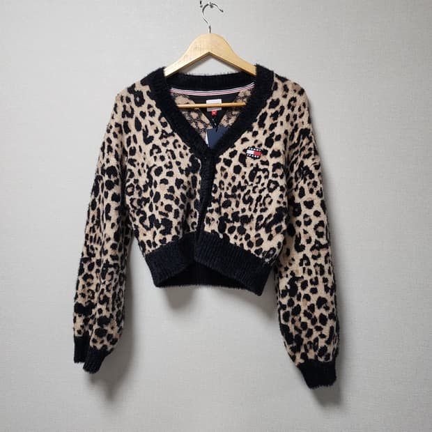 [XS] 새상품 타미힐피거 레오파드 퍼 가디건