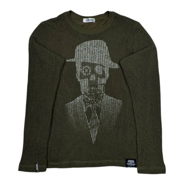 버커루 빈티지 Y2K 그물 펑크 롱슬리브 맨투맨 카키 XL