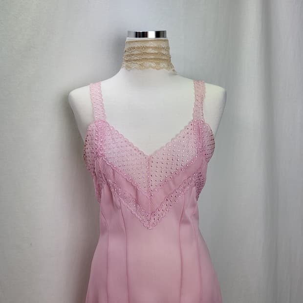 빈티지 밀레니얼 핑크 쉬폰 슬립 드레스