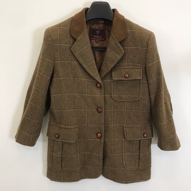 멀버리 캐시미어 울 체크 모직자켓 [여성55-66]