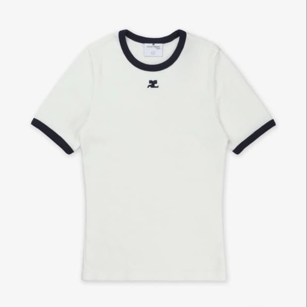 꾸레쥬 시그니처 콘트라스트 반팔 배색 티셔츠