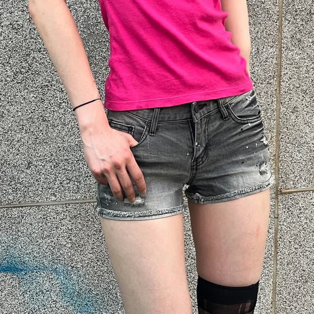 Washed Distressed Denim Shorts