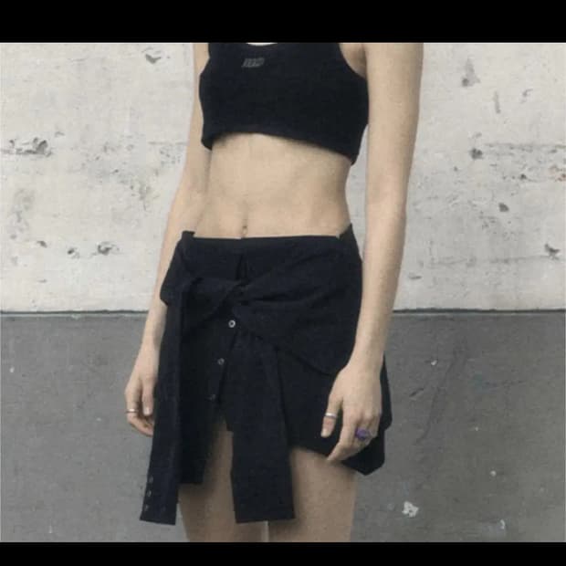 보헤미안서울 언발란스 셔츠 스커트 블랙