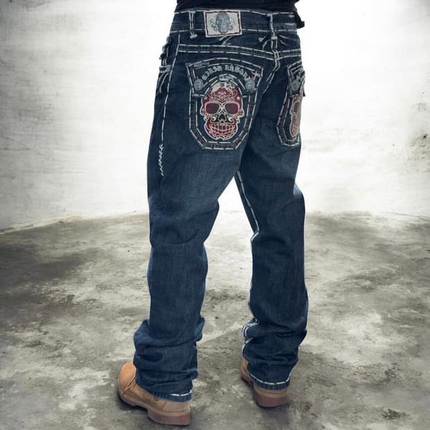 라구나비치 스컬 스티치 데님팬츠