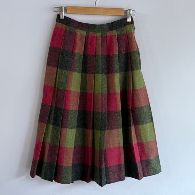 일본빈티지 울 체크 플리프스커트