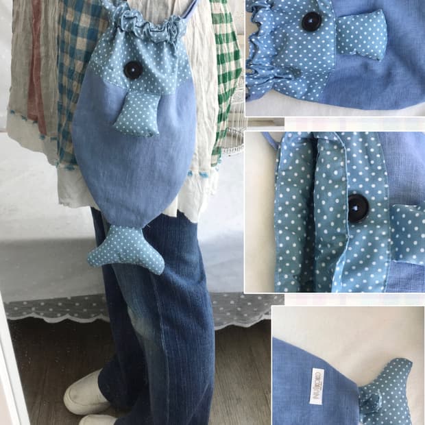 [HANDMADE] 핸드메이드 물고기 도트 크로스백 모리걸