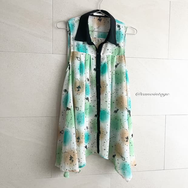 antique pattern color dot sleeveless